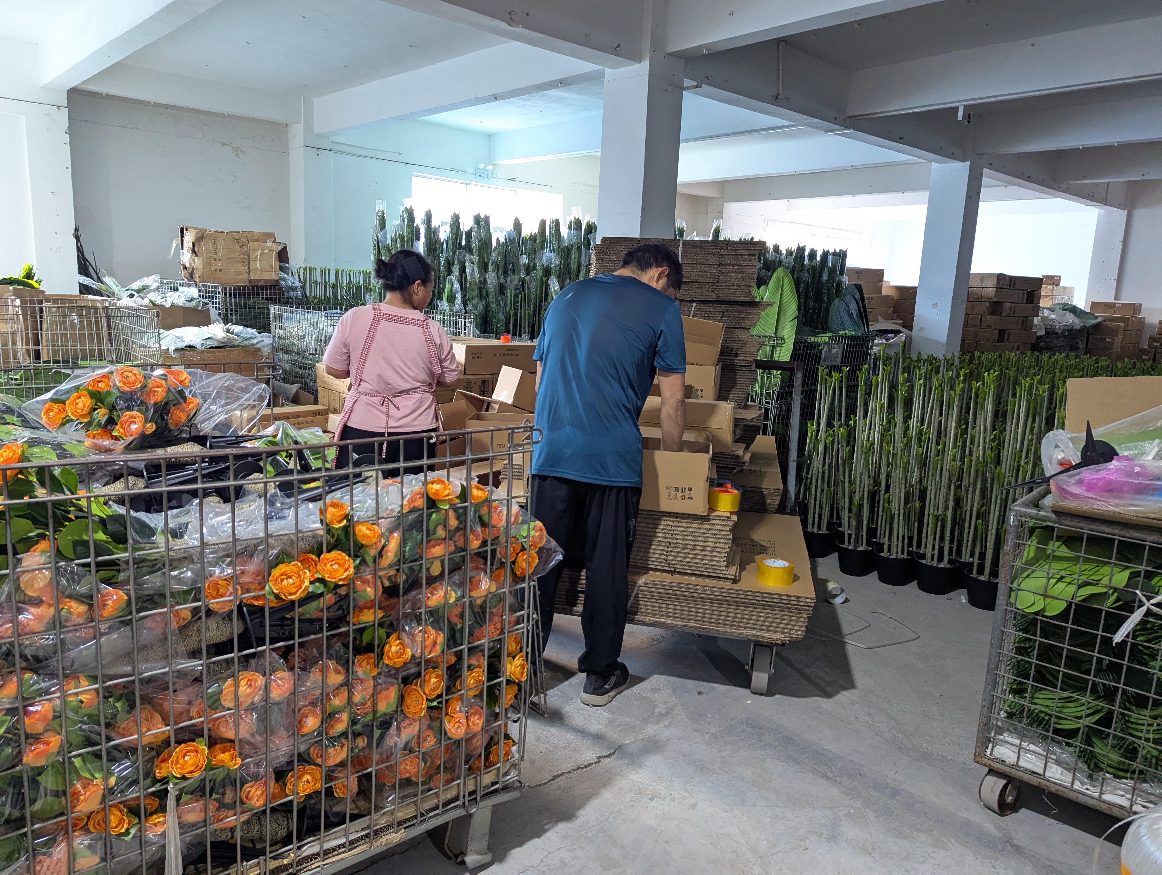 Production Diary #64 | Artificial Orange Rose Packaging Routine and Factory Cartoning Routine
